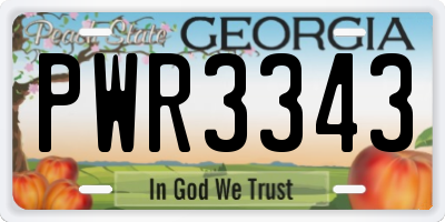 GA license plate PWR3343