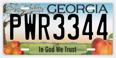 GA license plate PWR3344