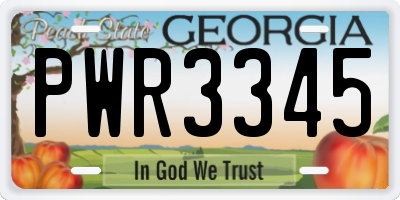 GA license plate PWR3345