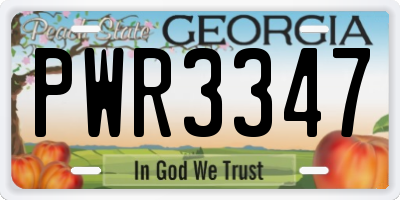 GA license plate PWR3347