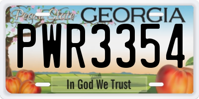 GA license plate PWR3354