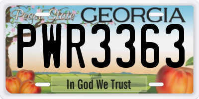 GA license plate PWR3363