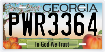 GA license plate PWR3364