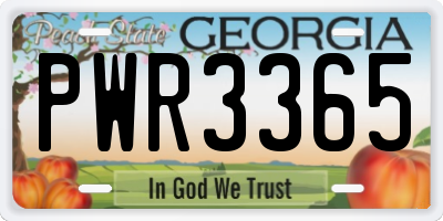 GA license plate PWR3365