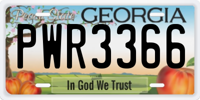 GA license plate PWR3366