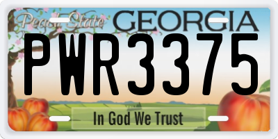 GA license plate PWR3375