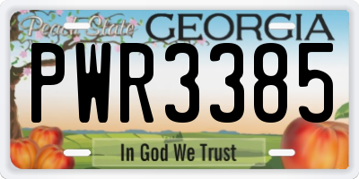 GA license plate PWR3385