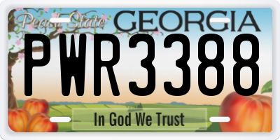 GA license plate PWR3388