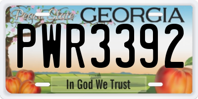 GA license plate PWR3392