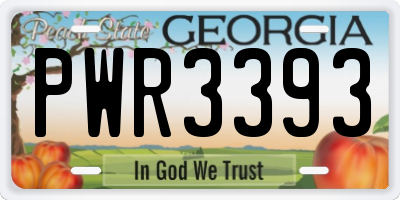 GA license plate PWR3393