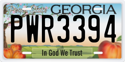 GA license plate PWR3394