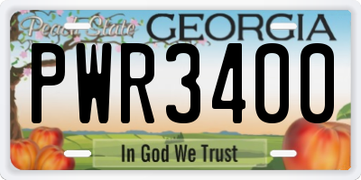 GA license plate PWR3400
