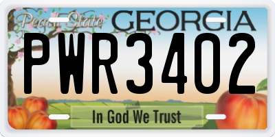 GA license plate PWR3402