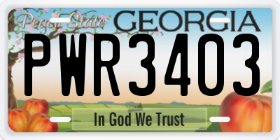 GA license plate PWR3403