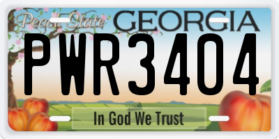 GA license plate PWR3404