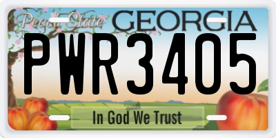 GA license plate PWR3405