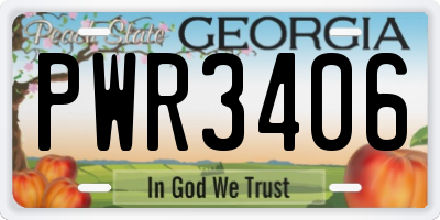 GA license plate PWR3406