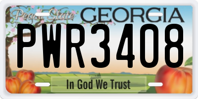 GA license plate PWR3408