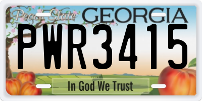 GA license plate PWR3415