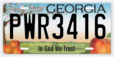 GA license plate PWR3416
