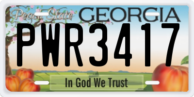 GA license plate PWR3417