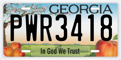 GA license plate PWR3418