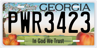 GA license plate PWR3423