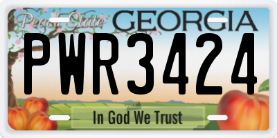 GA license plate PWR3424