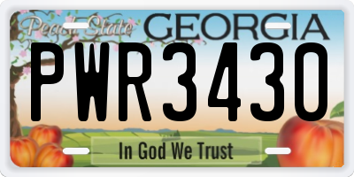 GA license plate PWR3430