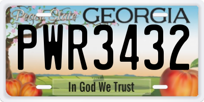 GA license plate PWR3432