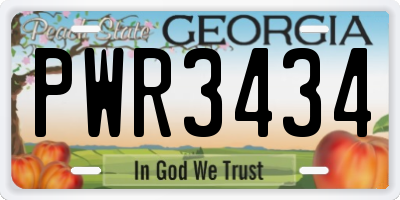 GA license plate PWR3434