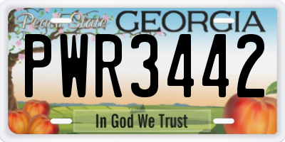 GA license plate PWR3442