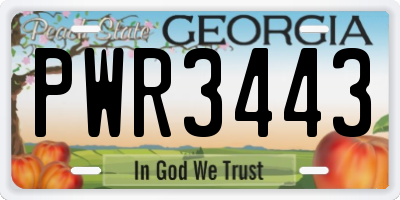 GA license plate PWR3443