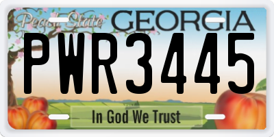 GA license plate PWR3445