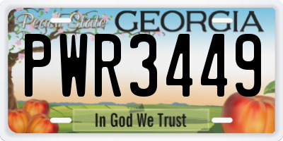 GA license plate PWR3449