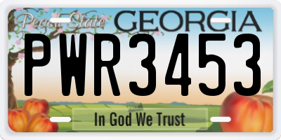 GA license plate PWR3453