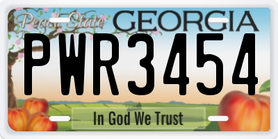 GA license plate PWR3454