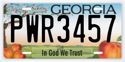 GA license plate PWR3457