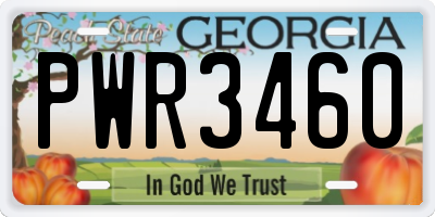 GA license plate PWR3460
