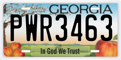 GA license plate PWR3463