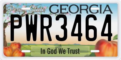 GA license plate PWR3464