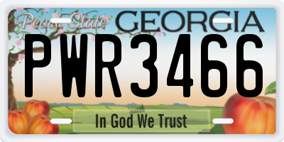 GA license plate PWR3466