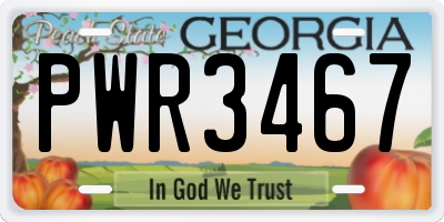 GA license plate PWR3467