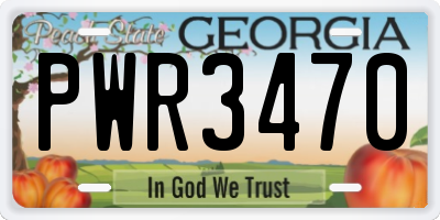 GA license plate PWR3470