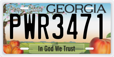 GA license plate PWR3471