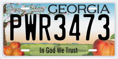 GA license plate PWR3473