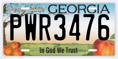 GA license plate PWR3476