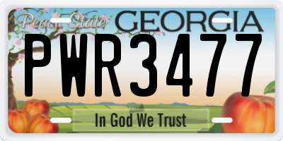 GA license plate PWR3477