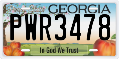 GA license plate PWR3478