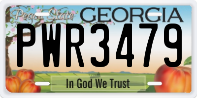 GA license plate PWR3479